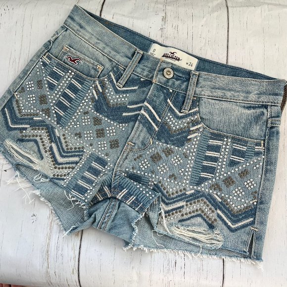 Hollister Distressed Sequen Shorts Size 0 / W24" - Picture 1 of 6